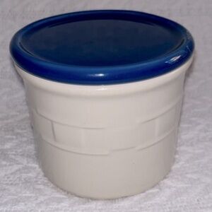 Longaberger Salt Crock Pottery Woven Traditions With Lid / Coaster.